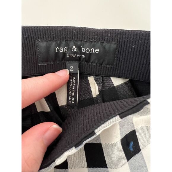 Rag and Bone Black and White Gingham Checkered Straight Leg Dress Pants Size 2 - Picture 3 of 6